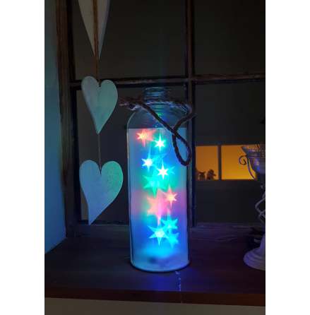 Flaska med Ledljus Färgade LED-Stjärnor